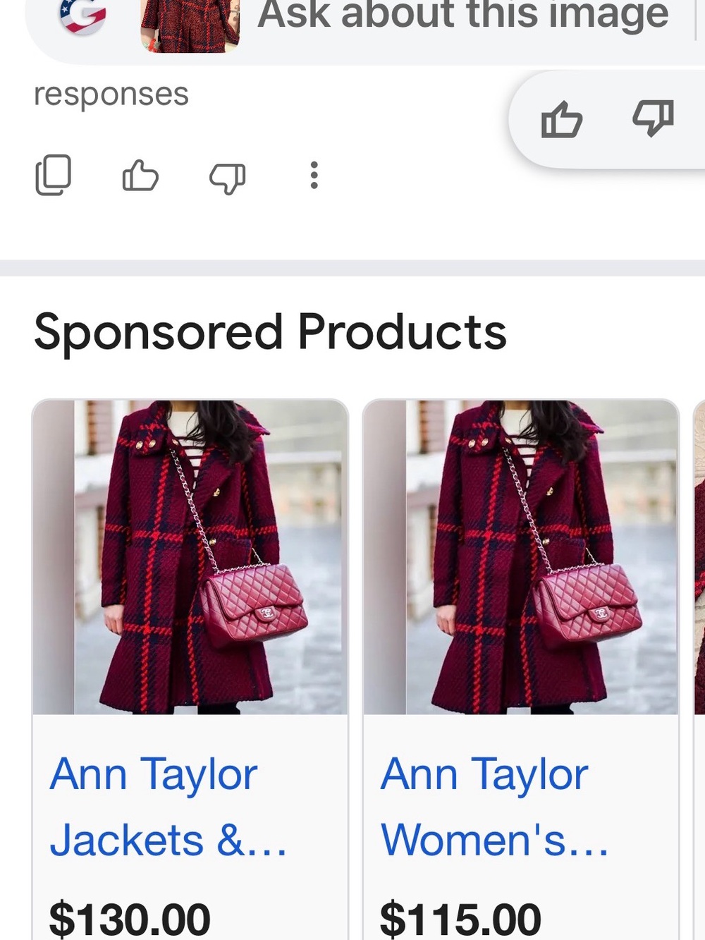Ann Taylor Red Plaid Wool Coat